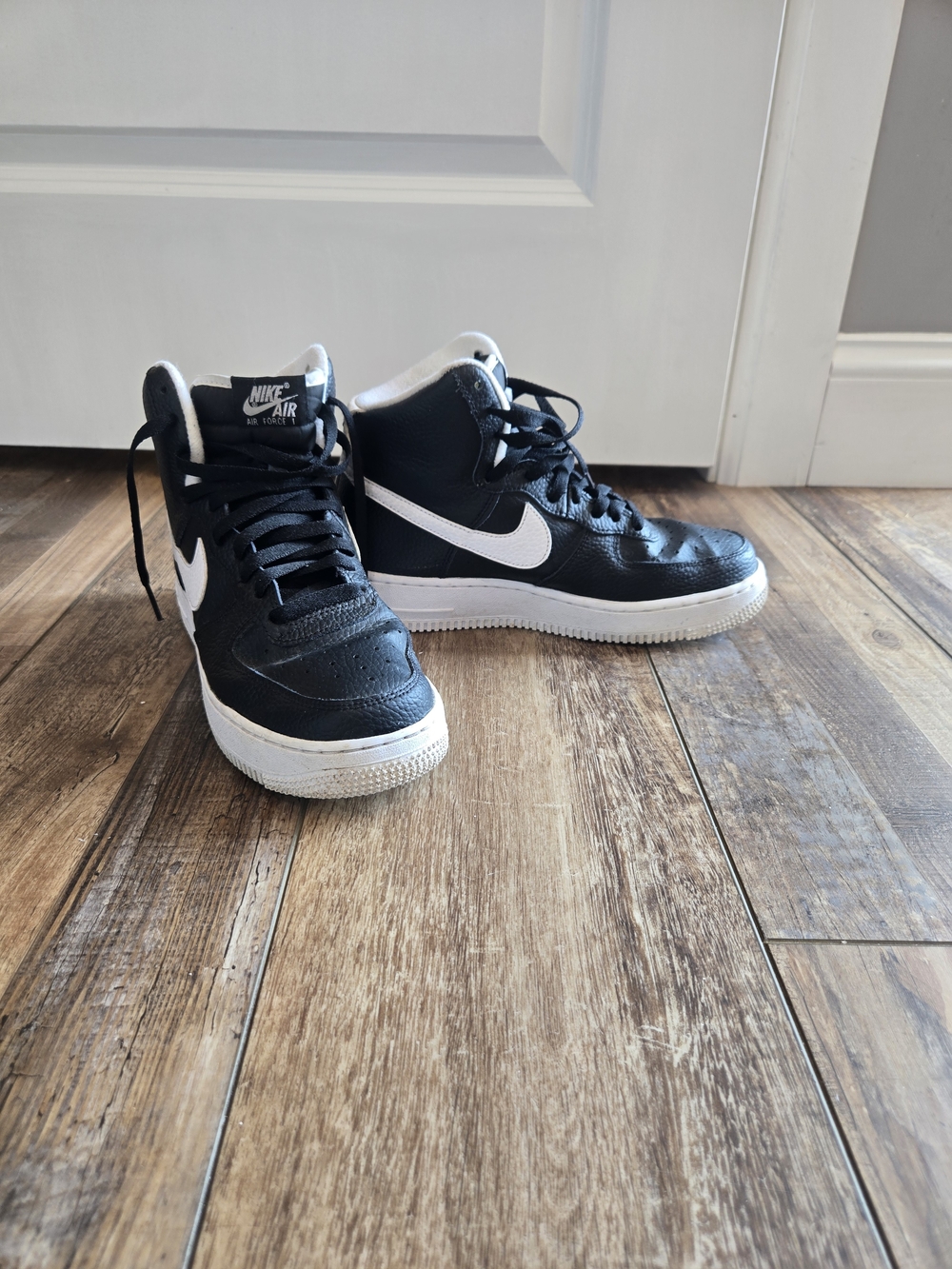 Nike Air Force 1 '07 High Black White Tumbled Leather Men's Size 7
